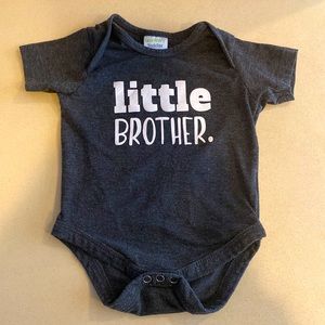 Little Brother onesie 3-6 mos, short-sleeve, dark heather gray